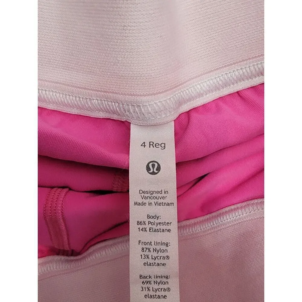 Lululemon Tennis Skirt Skort 4 Court Rival High Rise Pickleball Golf Sonic Pink